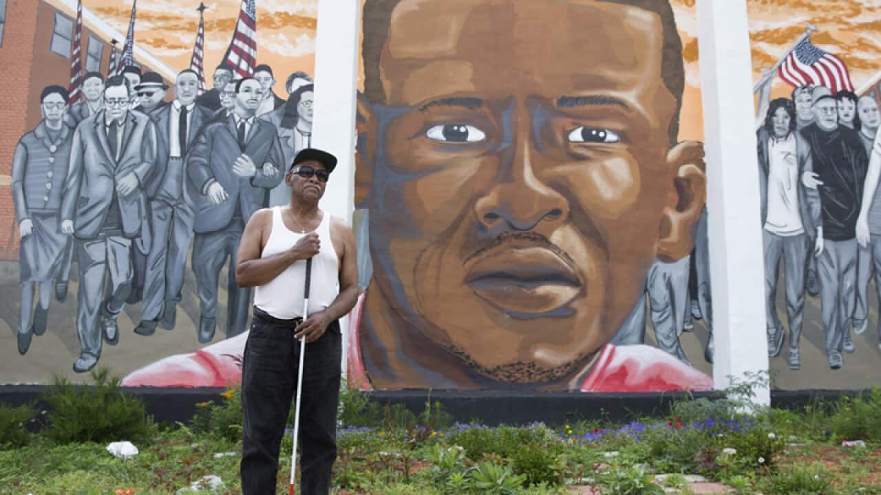 A mural dedicated to Freddie Gray
