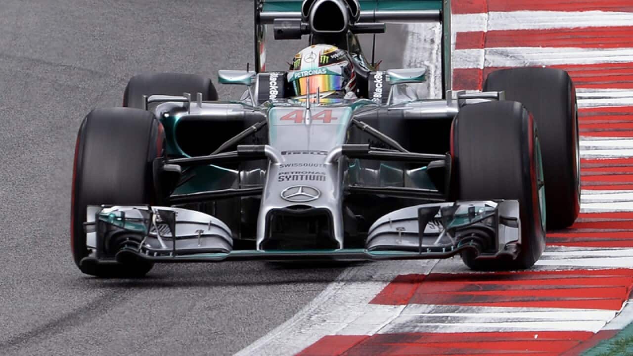 British driver Lewis Hamilton of Mercedes in Spielberg