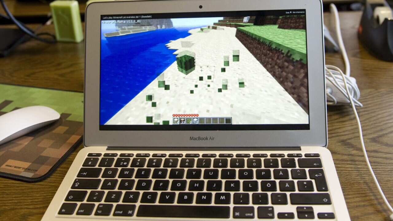A scene from popular computer game Minecraft