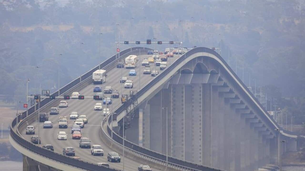 Traffic on the Tasman Bridge in Hobart.