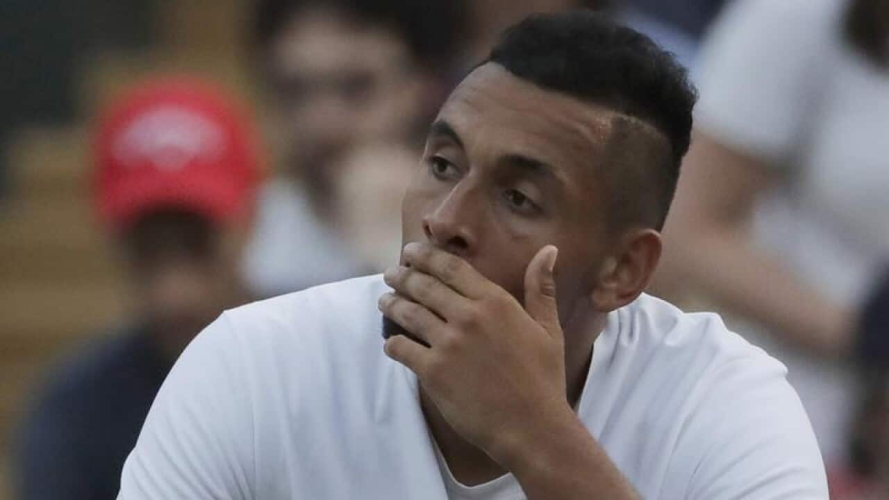 Proving you don't even need footwear, Nick Kyrgios still won his match.