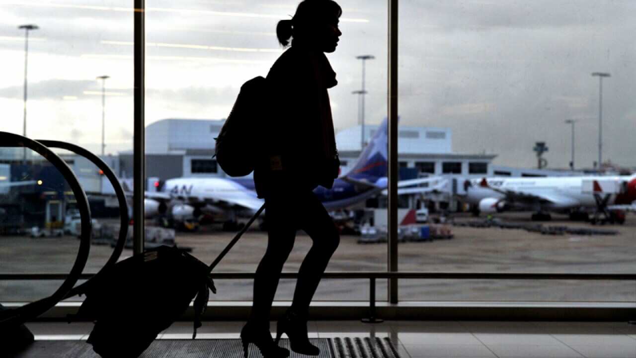 Tourists at the international airport in Sydney