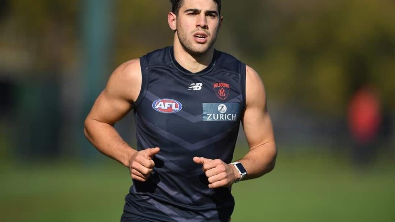 Christian Petracca is seen during Melbourne Demons training.