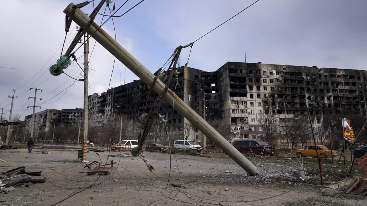 Destroyed buildings in Mariupol, Ukraine