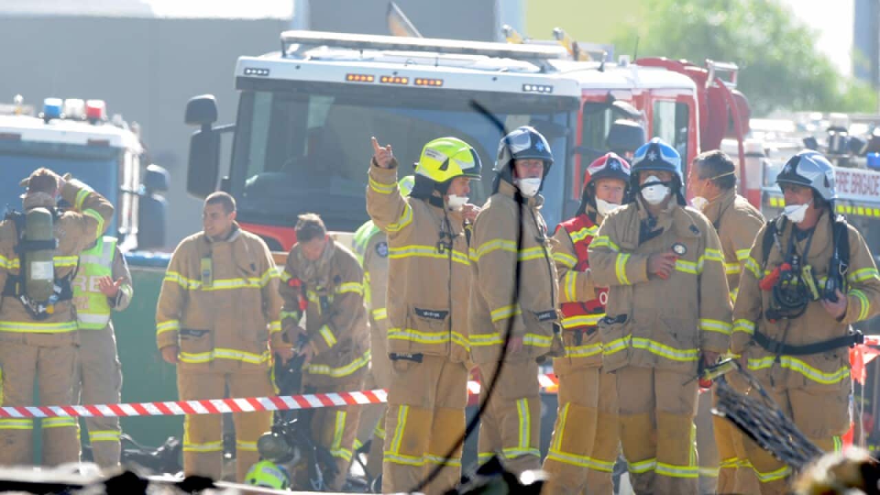 Fore crews at the scene of a charter plane crash in Melbourne