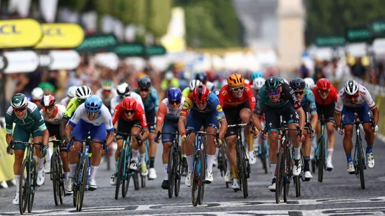 Jordi Meeus wins Stage 21 of the 2023 Tour de France.