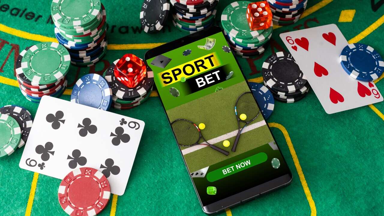 Mobile casino background. Poker online application concept. Bookmaker's website interface template. Gambling app design.