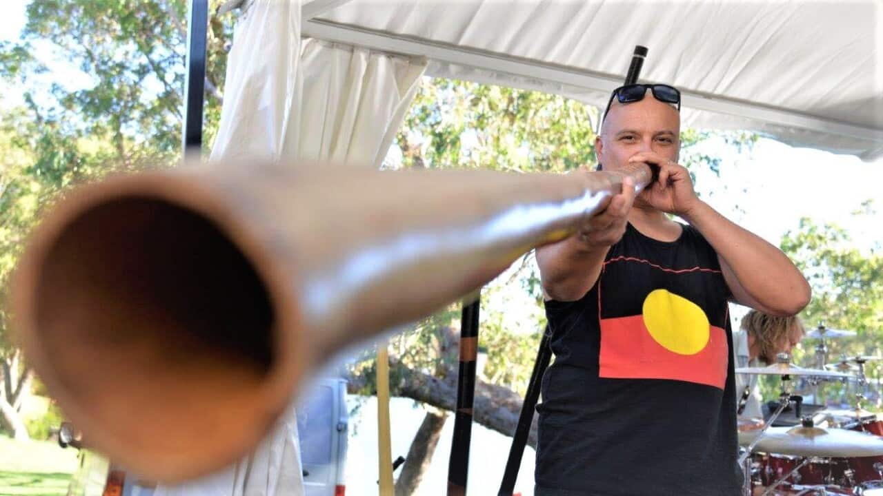 Fiorino Fiorini playing the didgeridoo