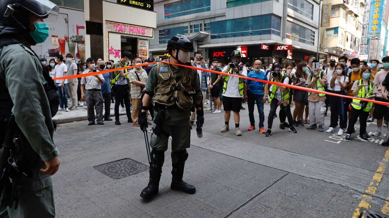 Riot police trying to disperse protesters