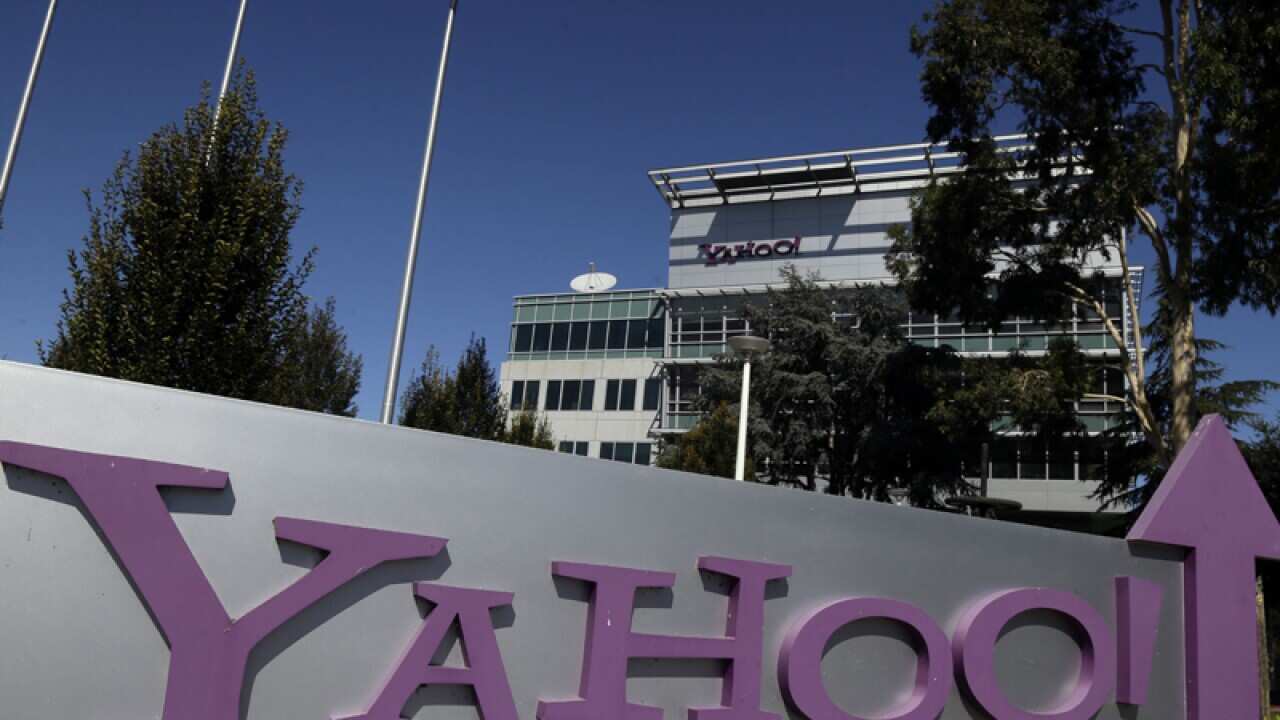Yahoo sign outside of their US headquarters.