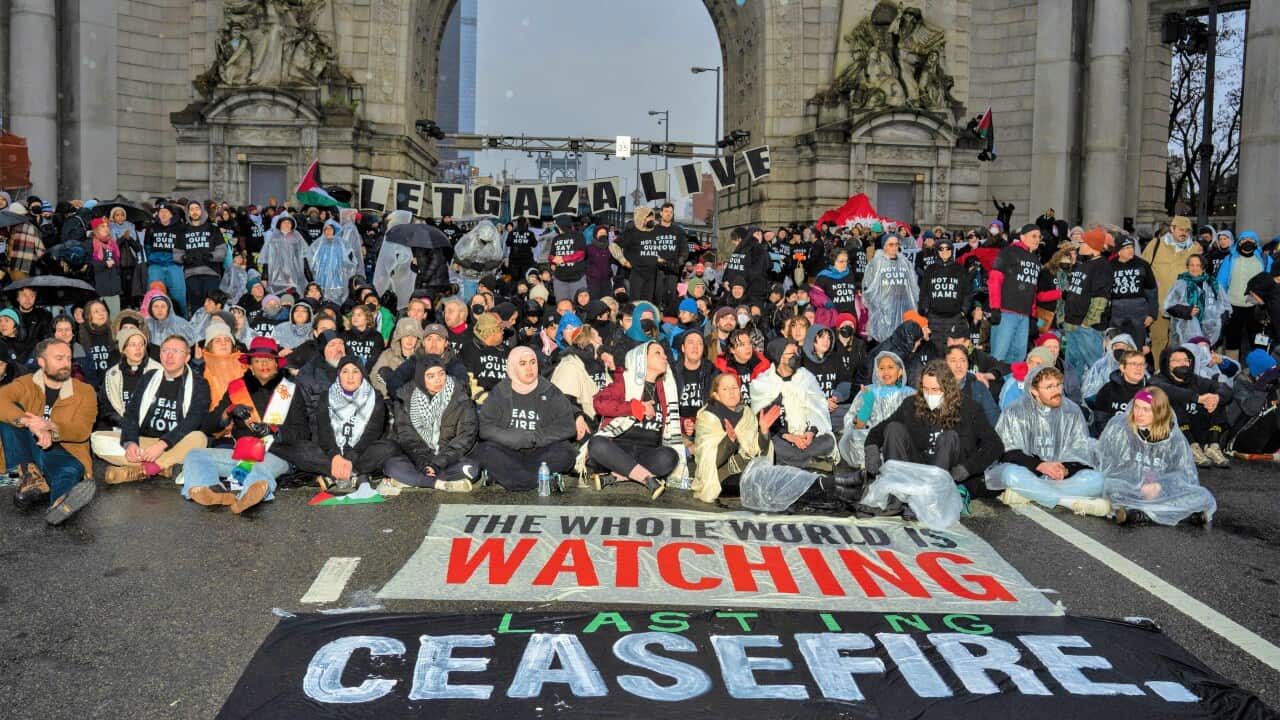 Jewish Voice for Peace Demonstrators take Manhattan Bridge in New York City, USA - 26 Nov 2023