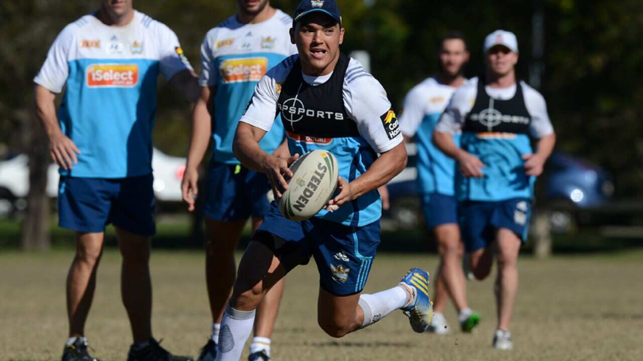 Members of the Gold Coast Titans during a training session