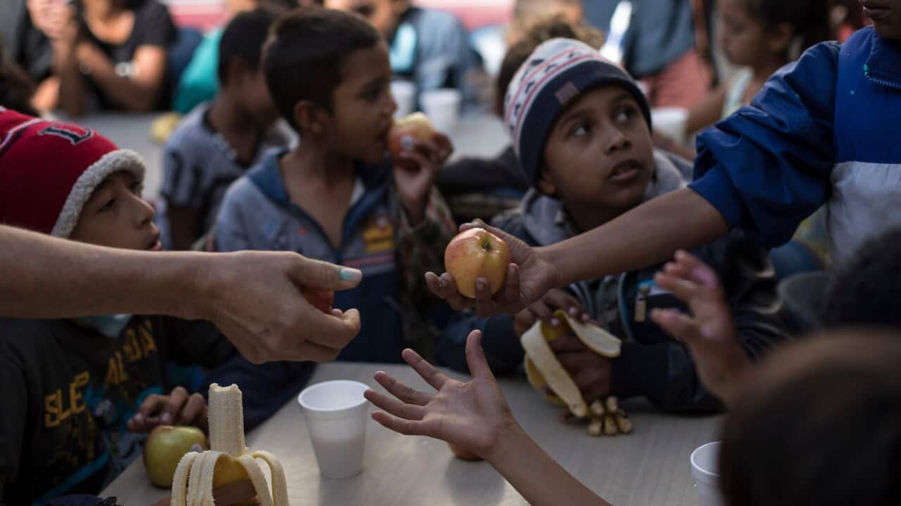 Illegal chilkdren migrants in US Detetntion Centre