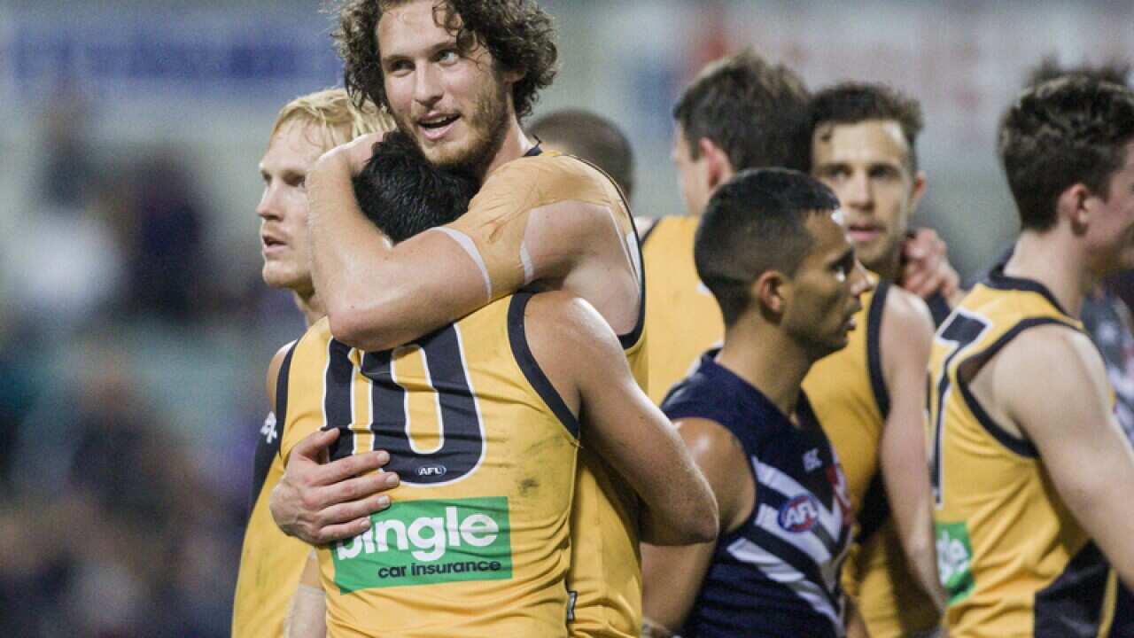 Ty Vickery of Richmond celebrates Richmond's win