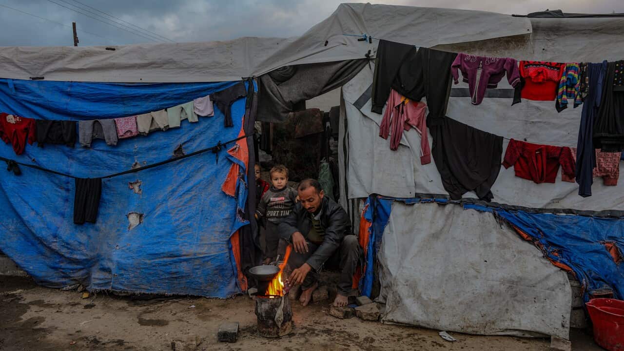 Internally displaced Palestinians in Deir Al Balah, Gaza Strip