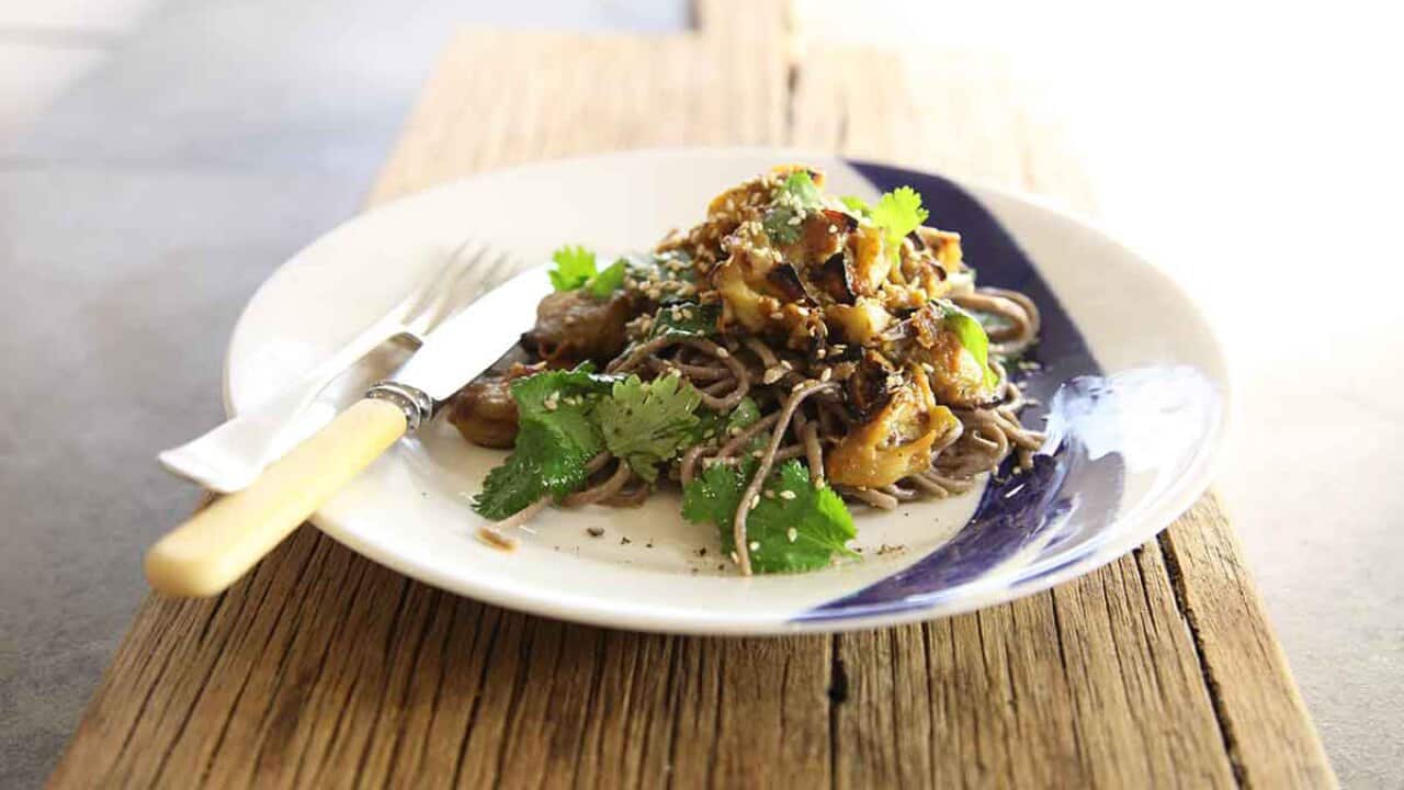 Soba noodle salad