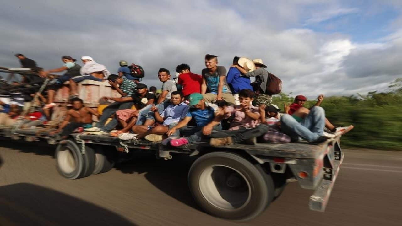 Part of the caravan of migrants hoping to reach the US border.