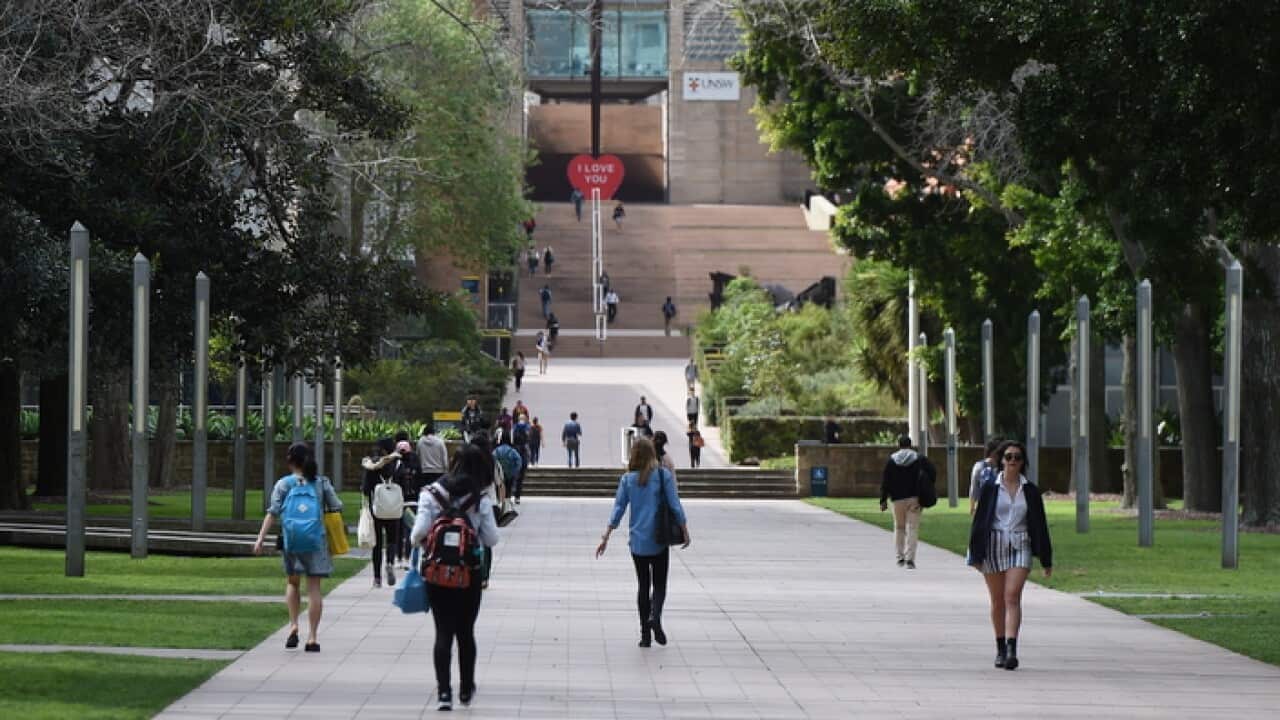 students walking