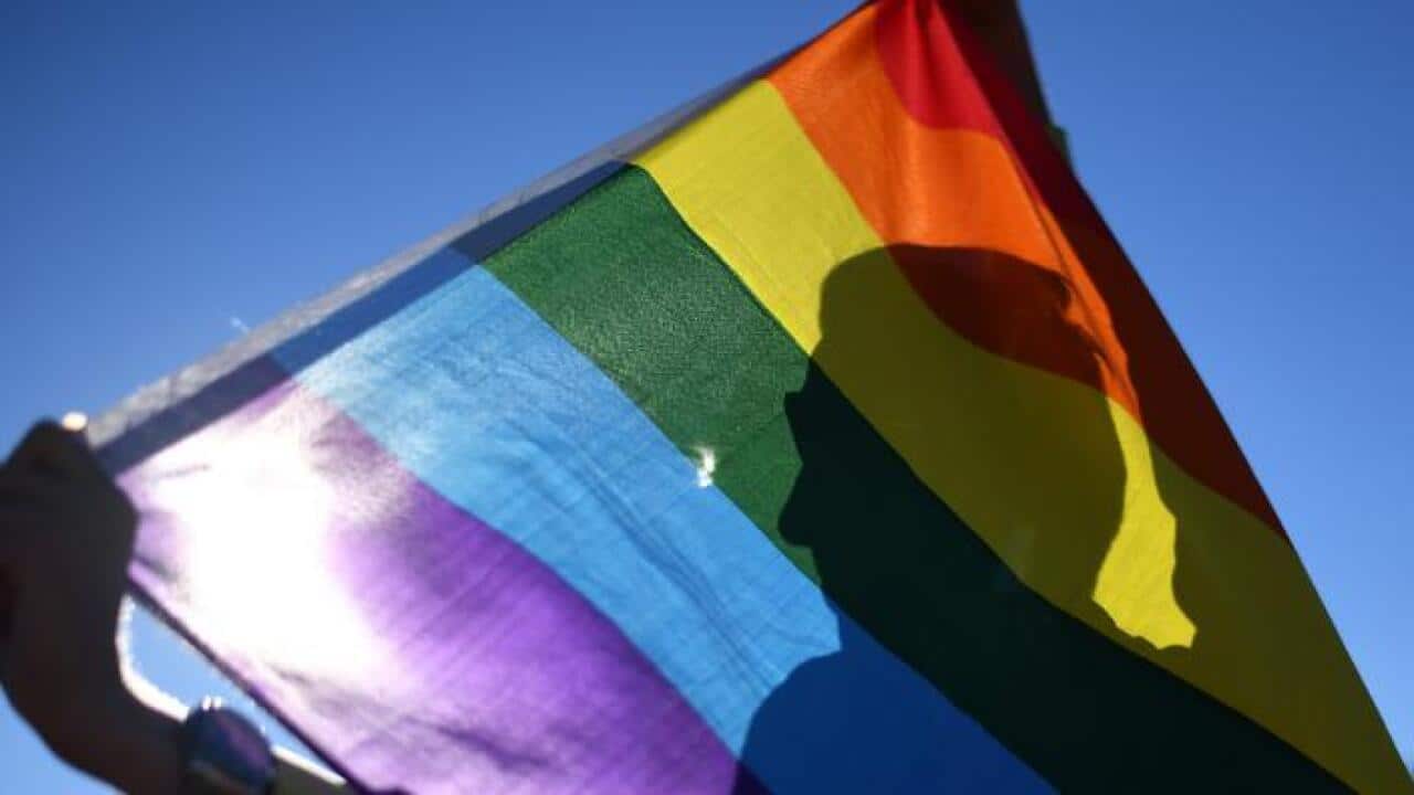 Marriage equality advocates outside Parliament House in Canberra