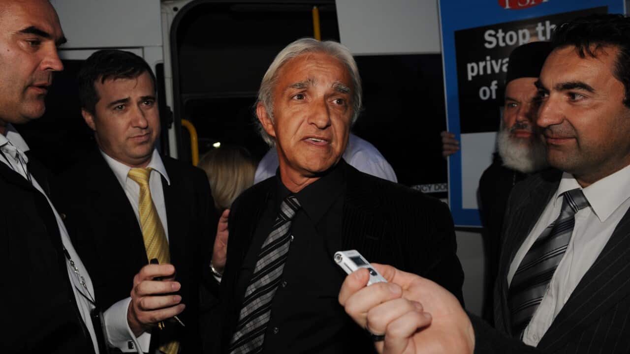 Daniel Snedden, also known as Dragan Vasiljkovic, speaks to reporters upon his release from Parklea prison, west of Sydney on Friday, Sept. 4, 2009. (AAP Image/Paul Miller) 