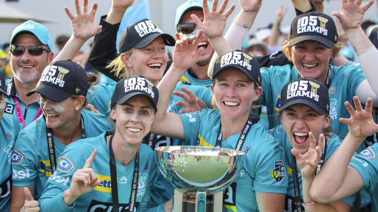 Brisbane Heat players celebrate their Big Bash win