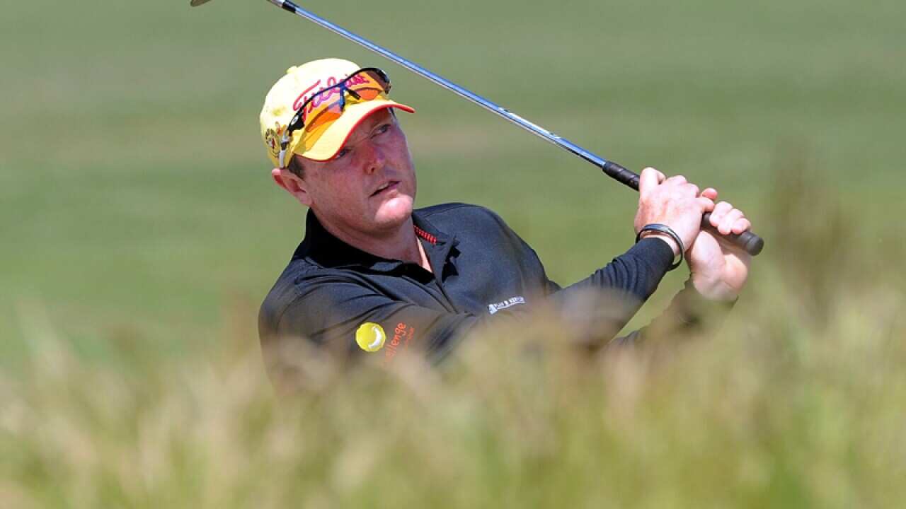 Jarrod Lyle plays during the Australian Golf Masters.