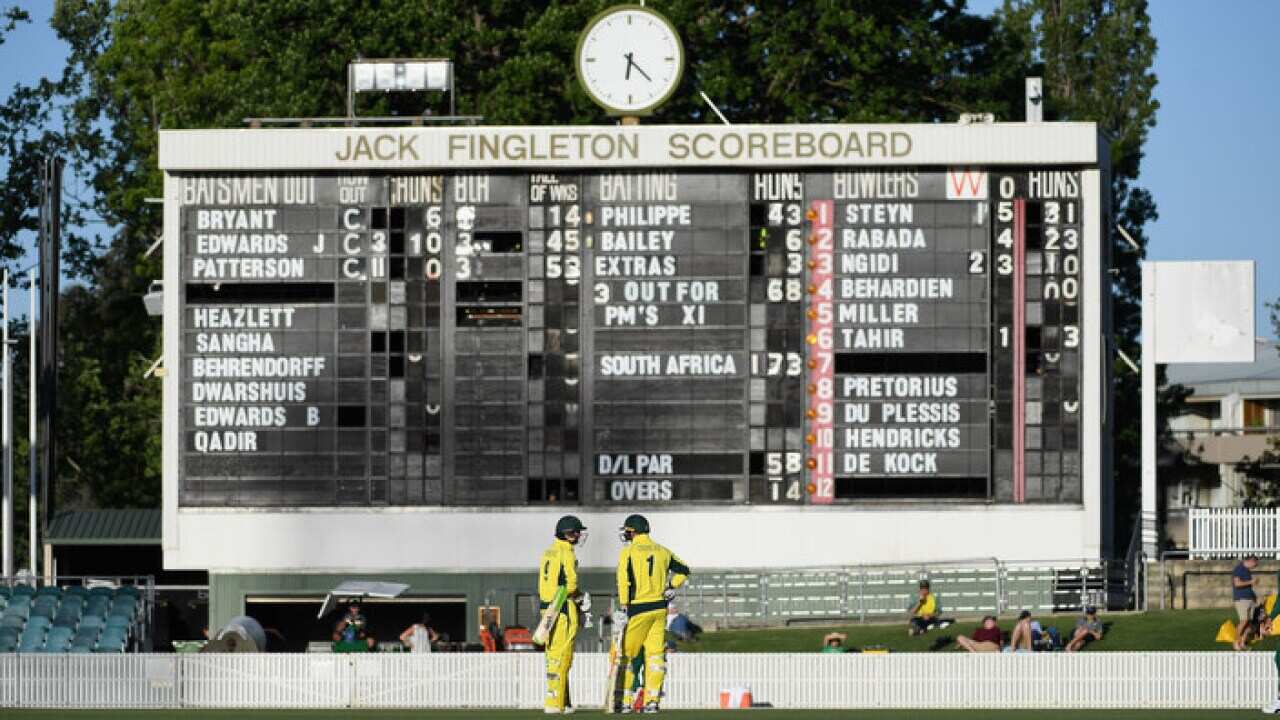Australia's Josh Philippe, left, and George Bailey