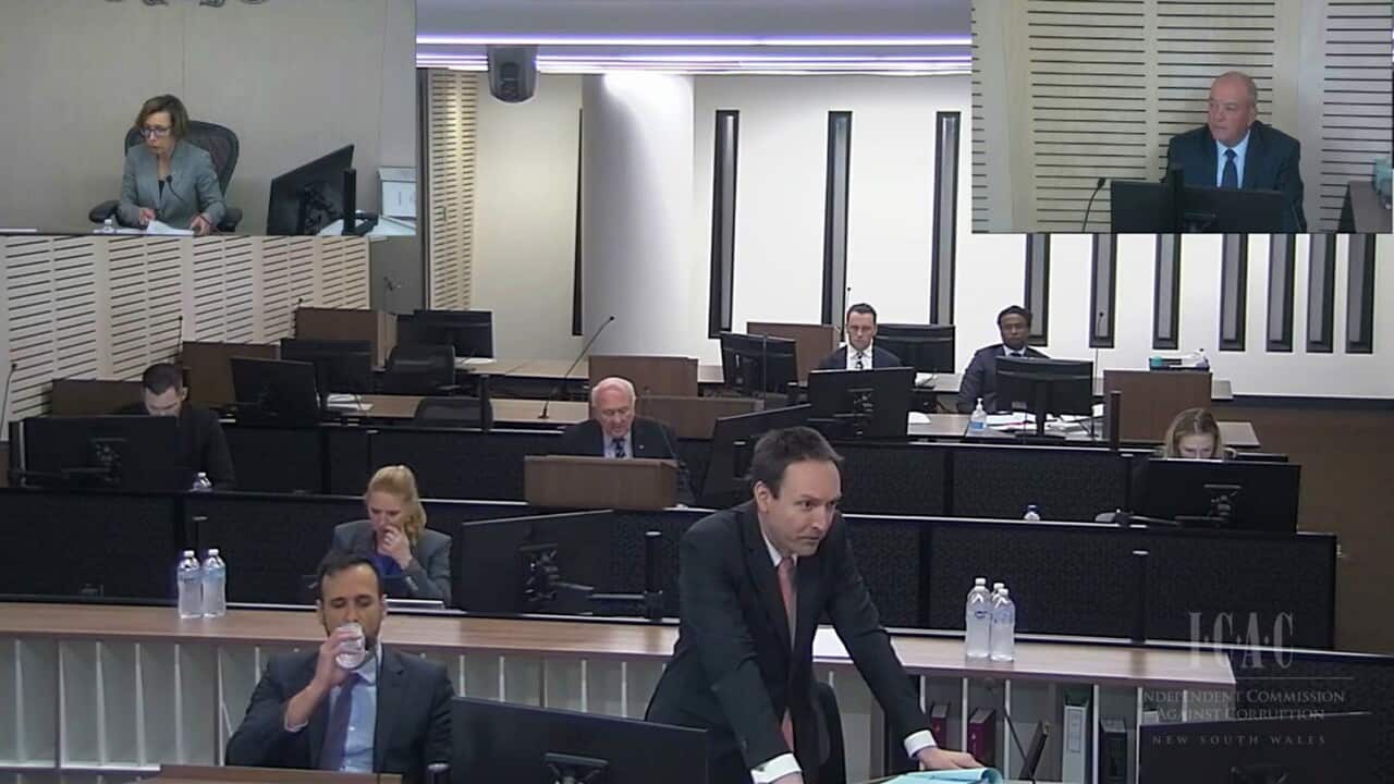 A screengrab of Daryl Maguire giving evidence to ICAC