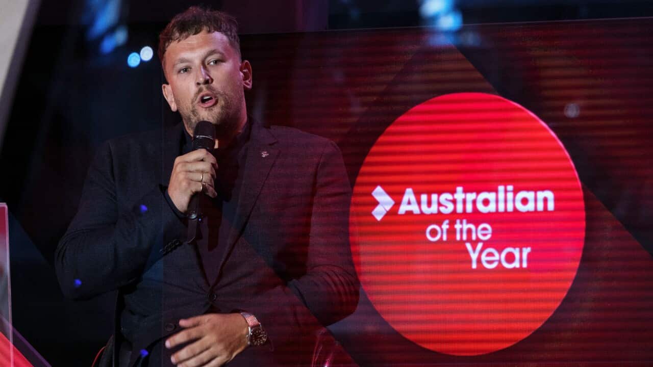 Australian of the year Dylan Alcott at the 2022 Australian of the Year Awards at the National Arboretum on January 25, 2022 in Canberra, Australia