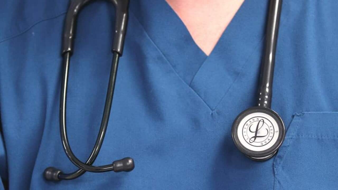Doctor holds a stethoscope at the Royal Liverpool University Hospital