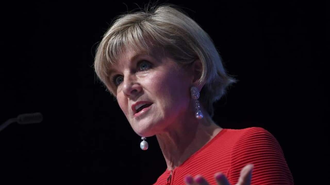 Julie Bishop speaks during an event.