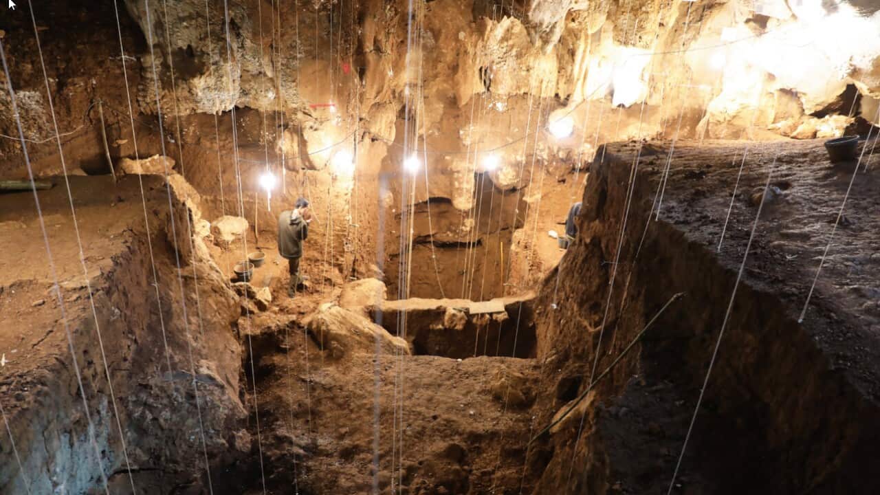 The extensive excavation pit in Tam Pà Ling reaching from the cave floor down to 7m (Supplied, V Hernandez, Flinders University).jpg
