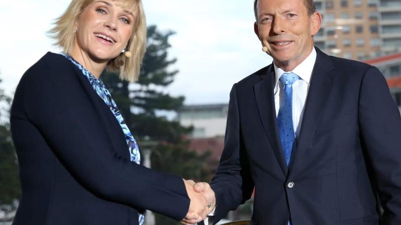 Warringah candidates Zali Steggal and Tony AbboTT
