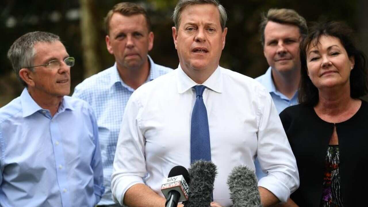 Tim Nicholls with LNP MPs Ian Walker, Scott Emerson, and Tarnya Smith