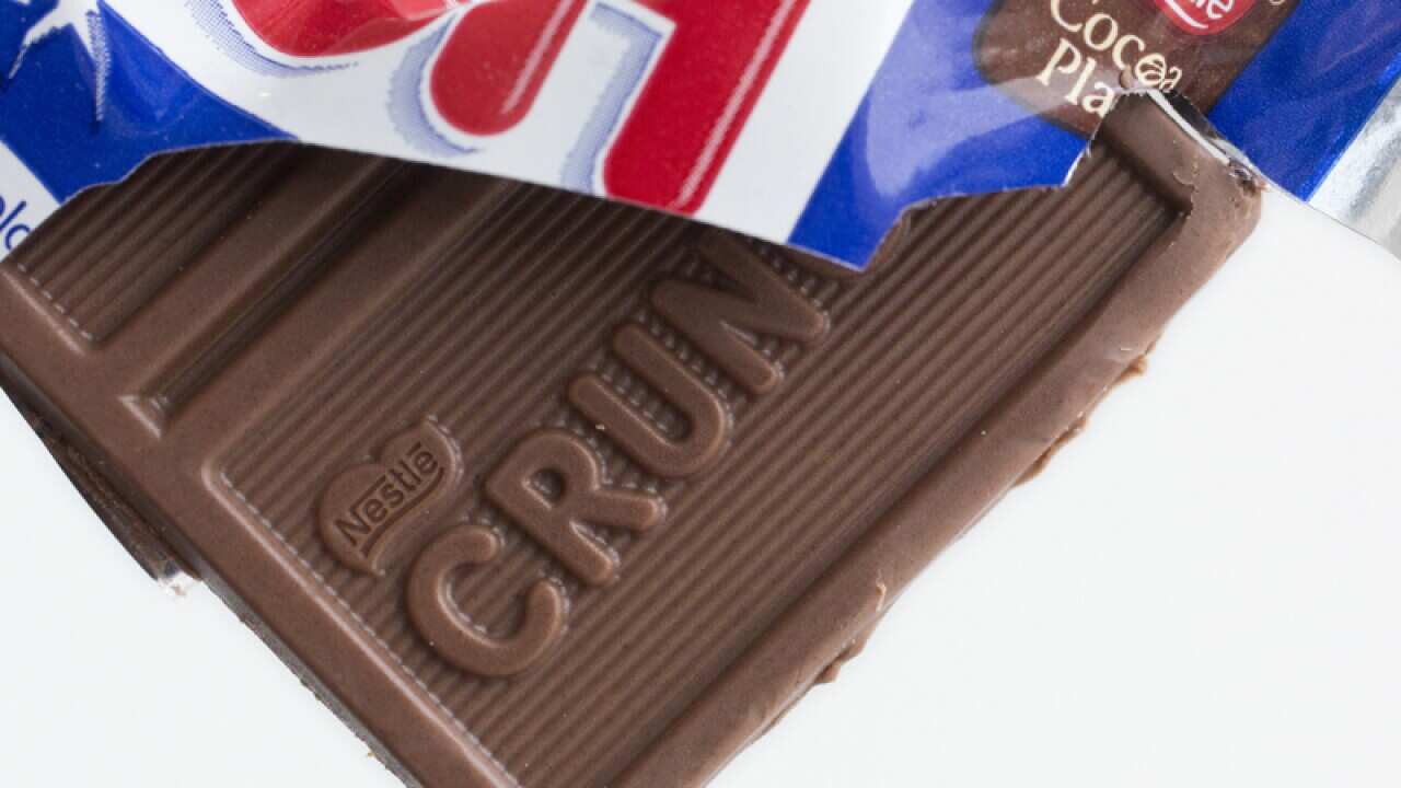 A Nestle Crunch candy bar