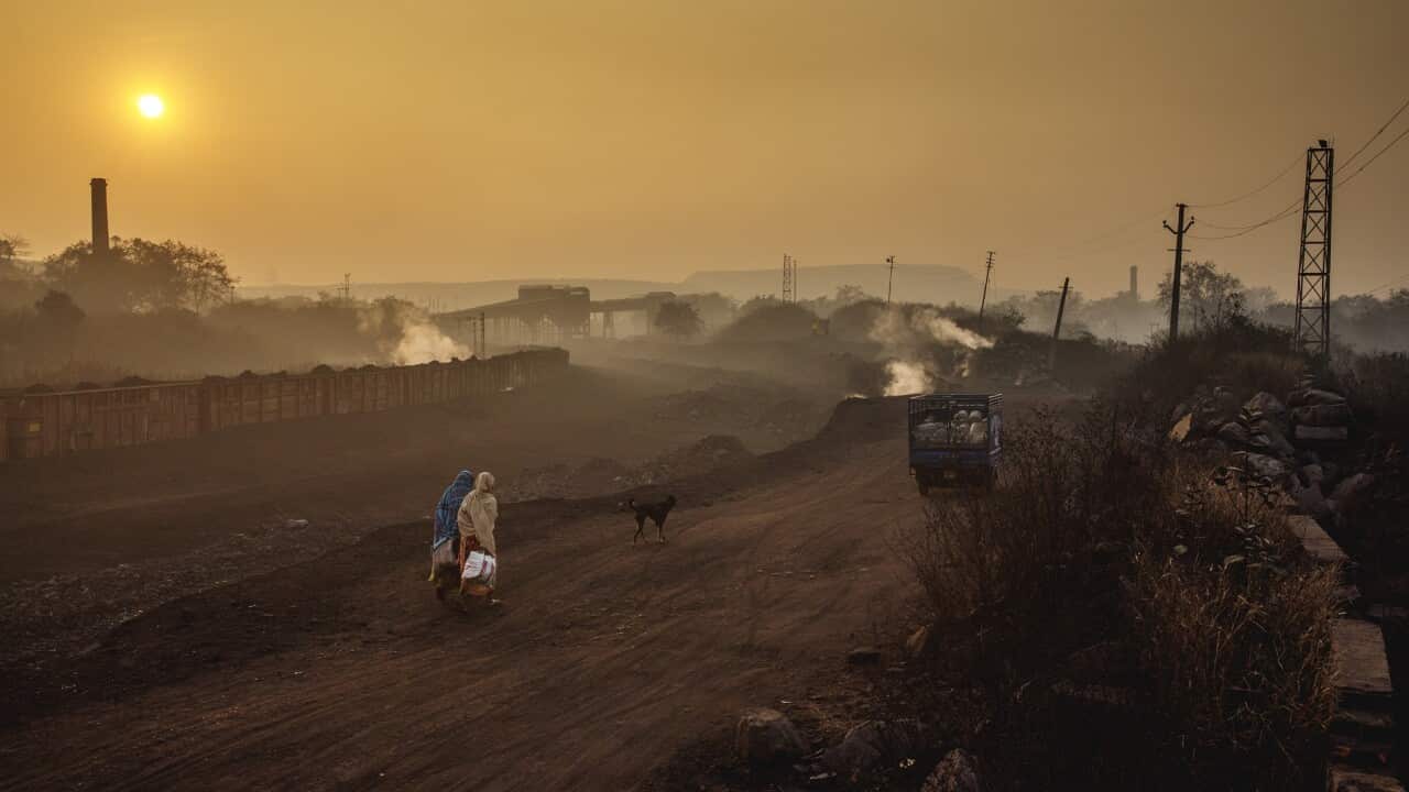 Morning time and workers are on they way to the Jharia coal
