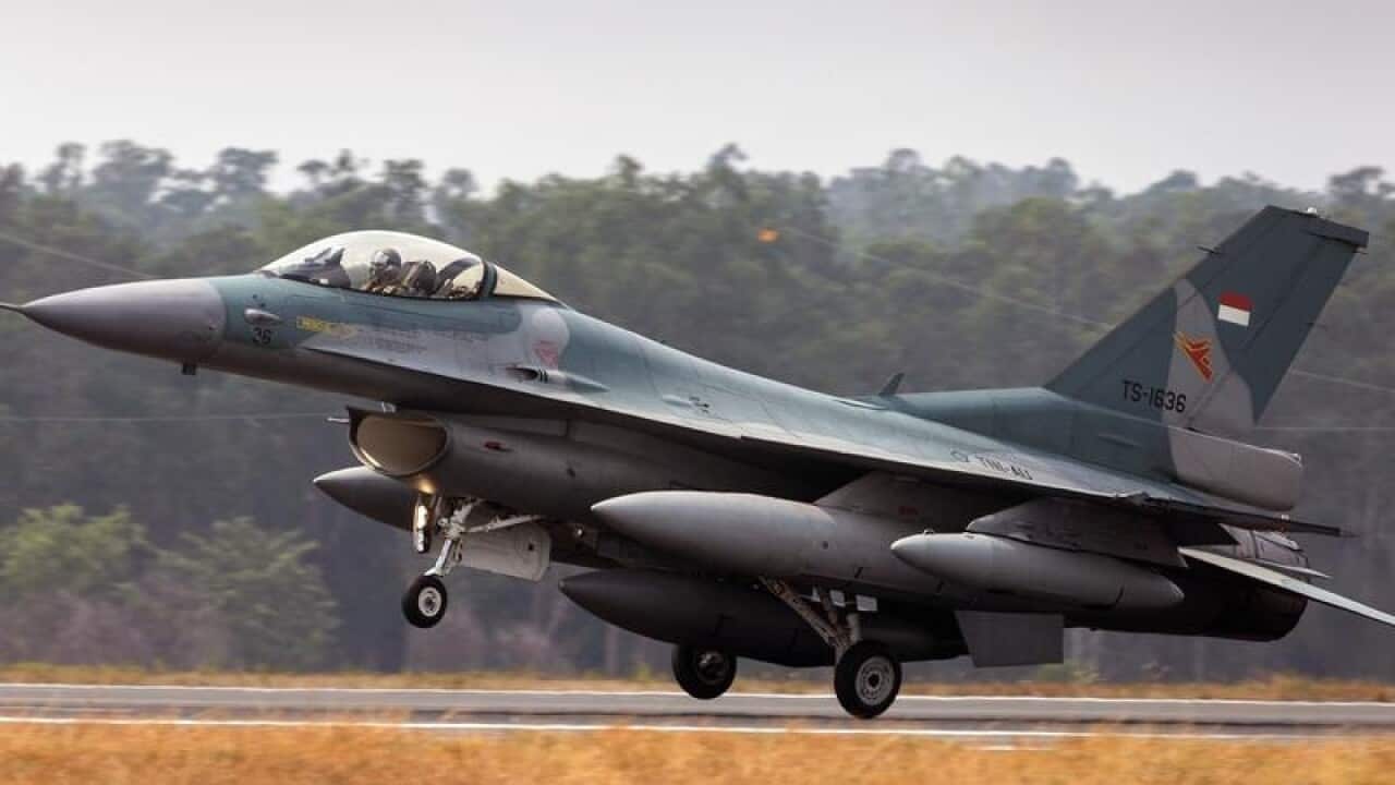Indonesian Air Force (TNI AU) F-16C lands at RAAF Base Darwin