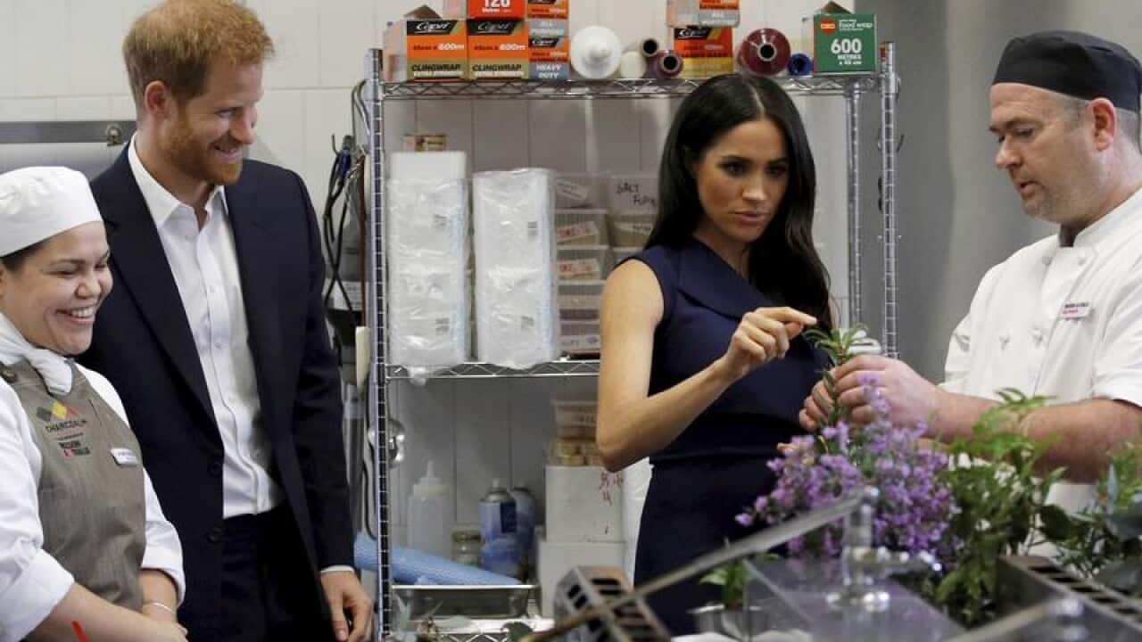 Prince Harry and Meghan are shown native ingredients in Melbourne.