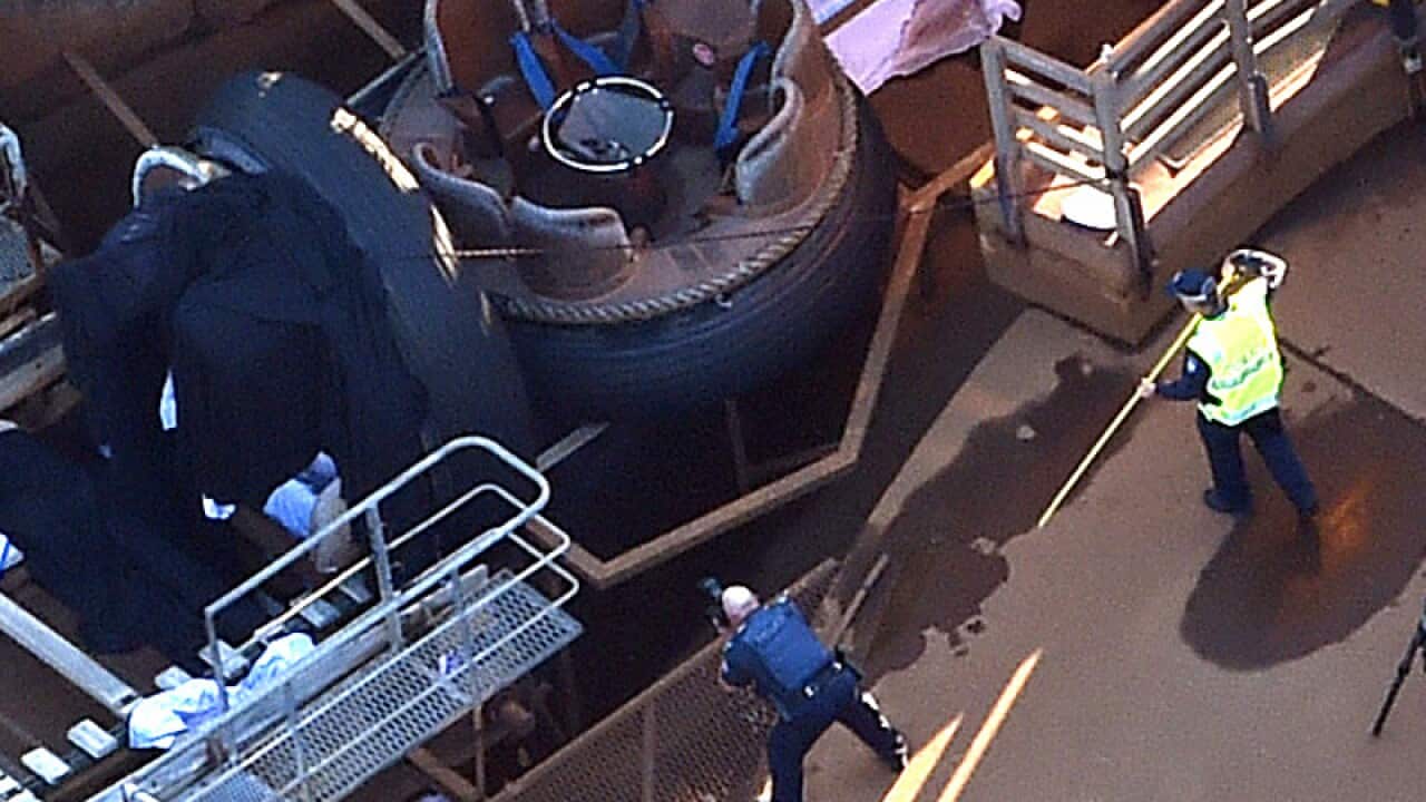 Queensland Emergency service personnel are seen at Dreamworld