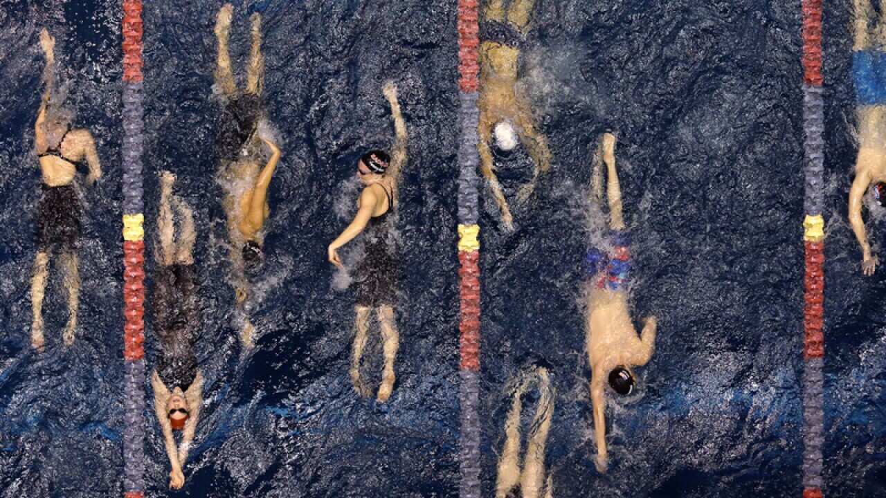 Swimmers during a warm-up