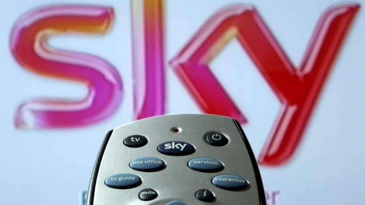 A file image of the Sky logo and a remote control