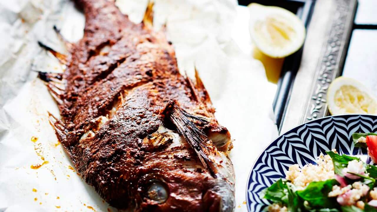 Grilled Whole Snapper with Burghul Salad