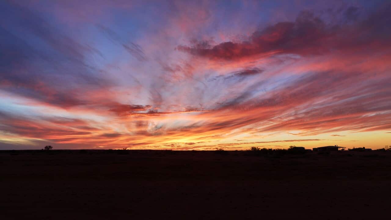Colorful sunset in Outback Australia