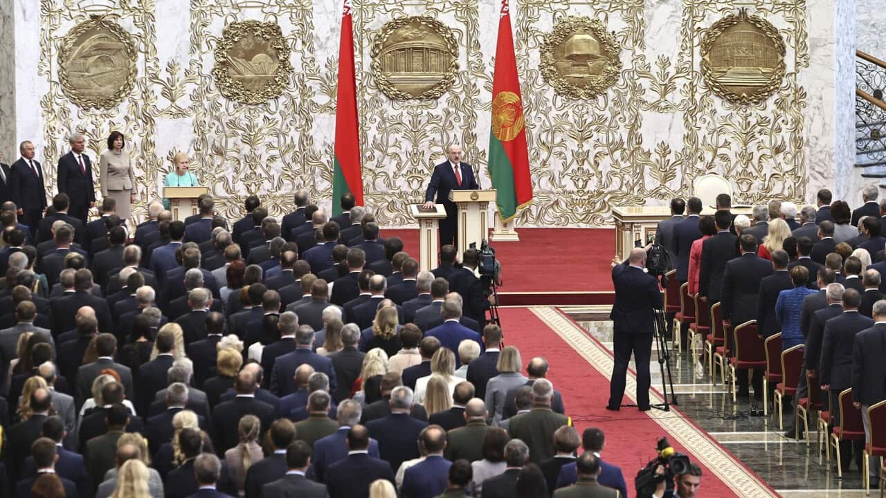 Belarusian President Alexander Lukashenko takes his oath of office.