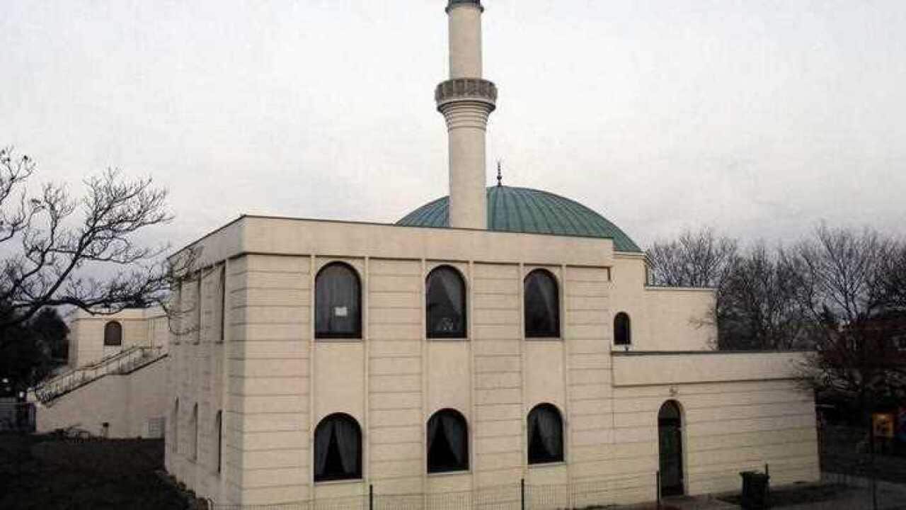 The minaret and the mosque of the Islamic centre Vienna, Austria.