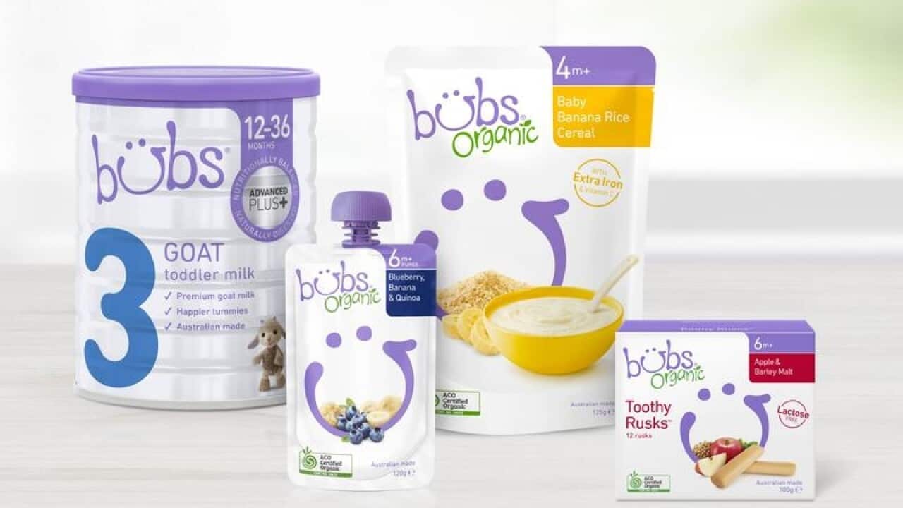 Products from milk formula maker Bubs.