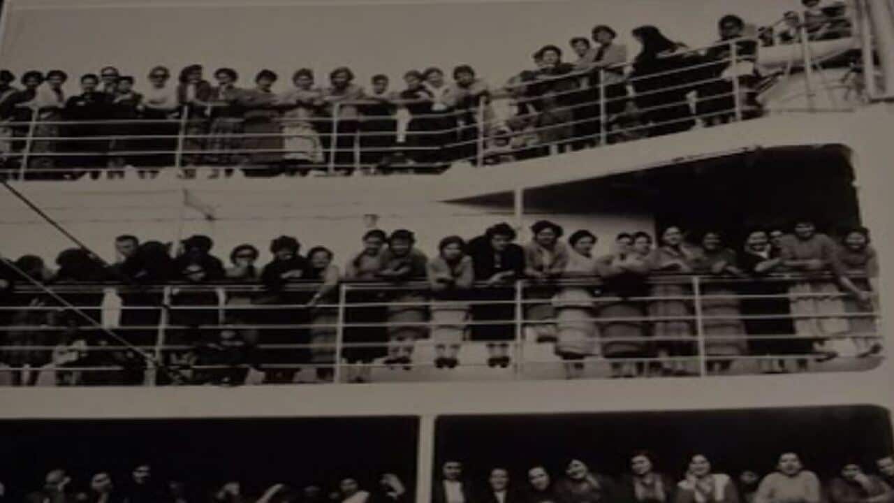 Greek women aboard the Begona in 1957. 