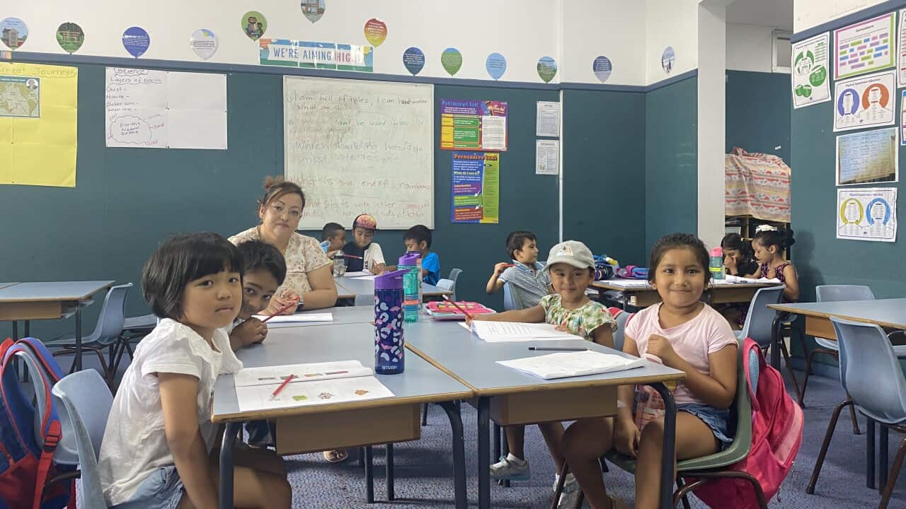 students learning nepali languge in sabdamala school