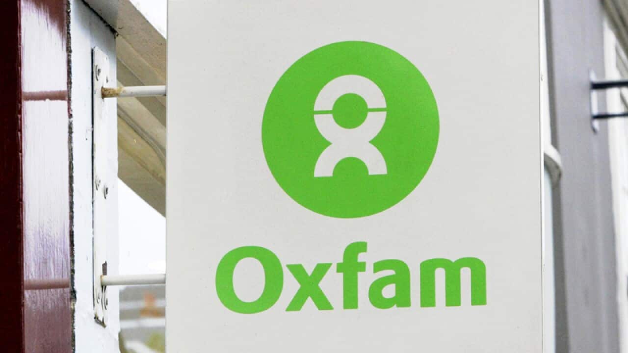 File photo of an Oxfam sign