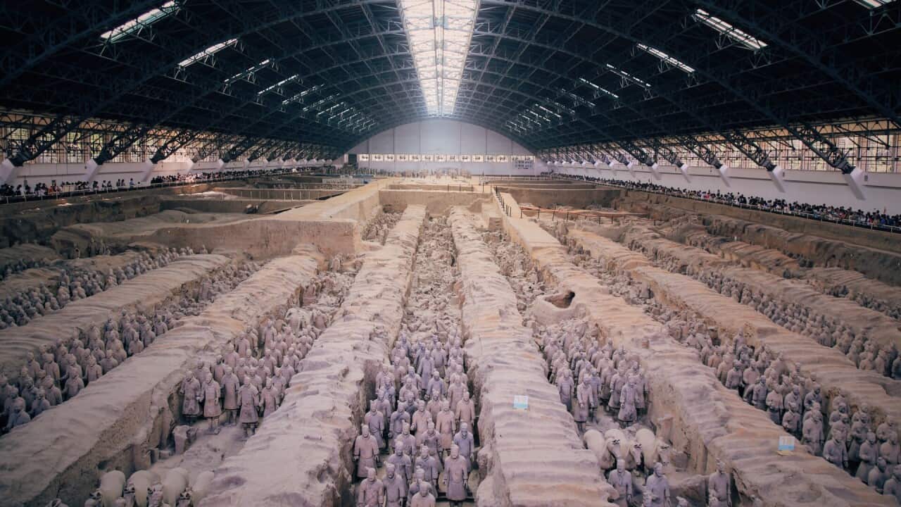 秦始皇帝陵陪葬兵馬俑一號坑·兵馬俑一號坑·西安臨潼·(正面)